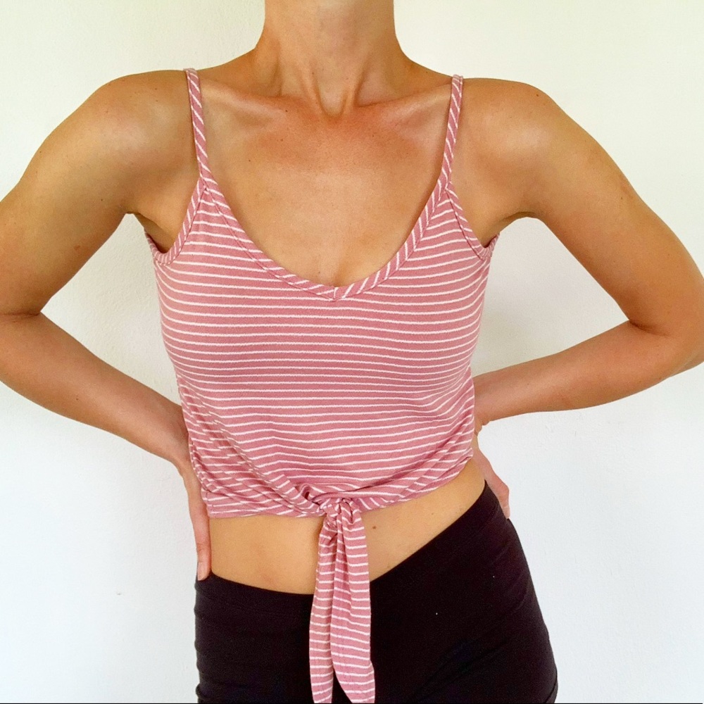 Olivia Rae pink striped tie front tank size XS